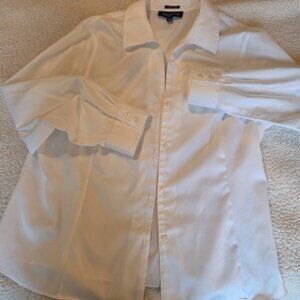 Jones New York ladies white button down XL long sleeve blouse shirt size